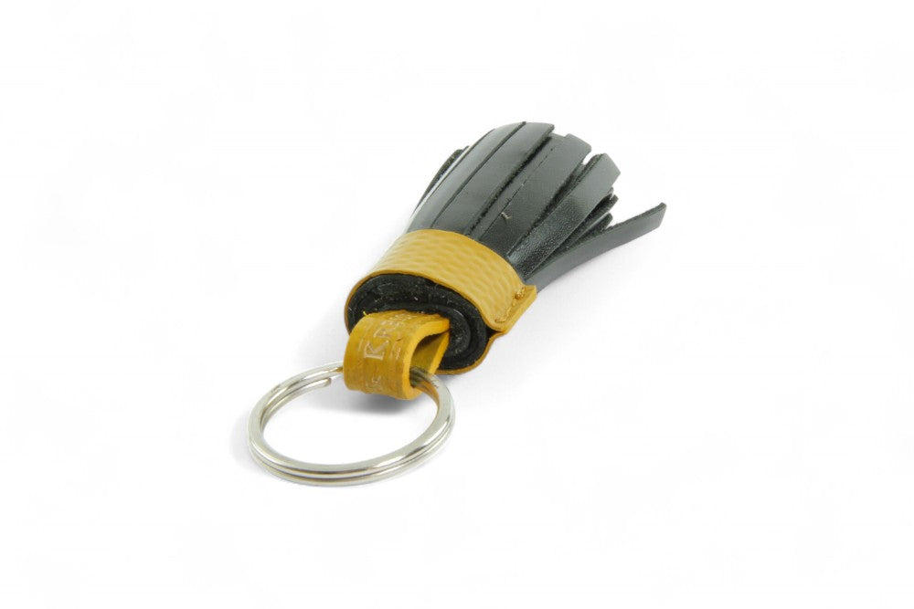 Sustainable leather tassel keyring