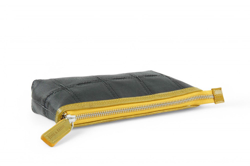 sustainable leather toiletry pouch