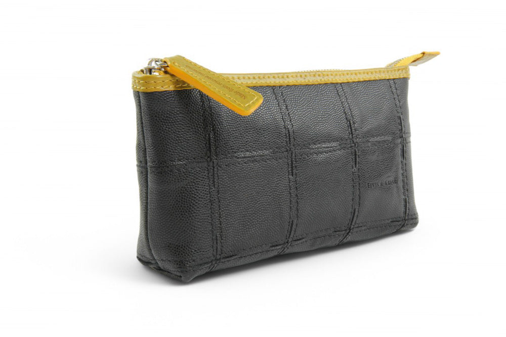 Upcycled leather toiletry pouch
