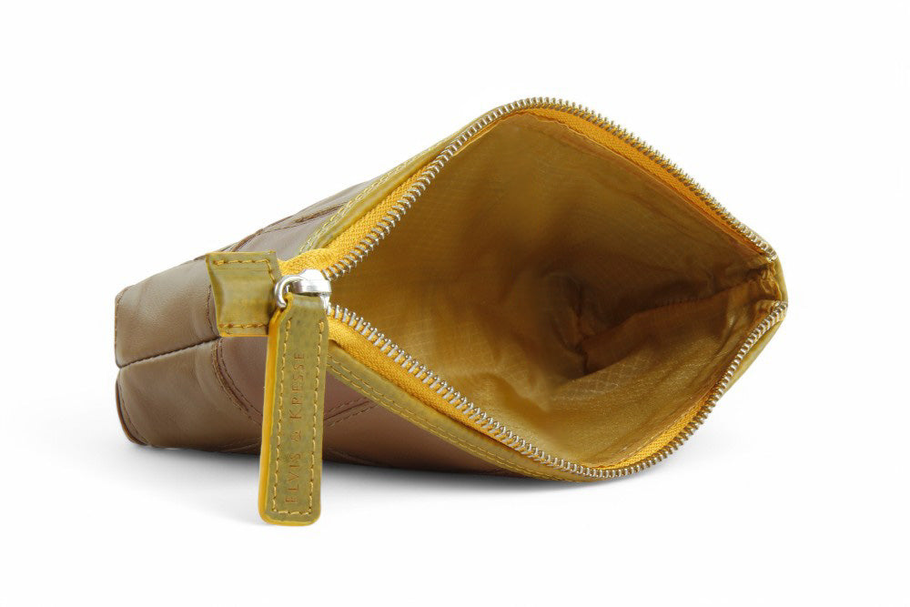 sustainable leather toiletry pouch
