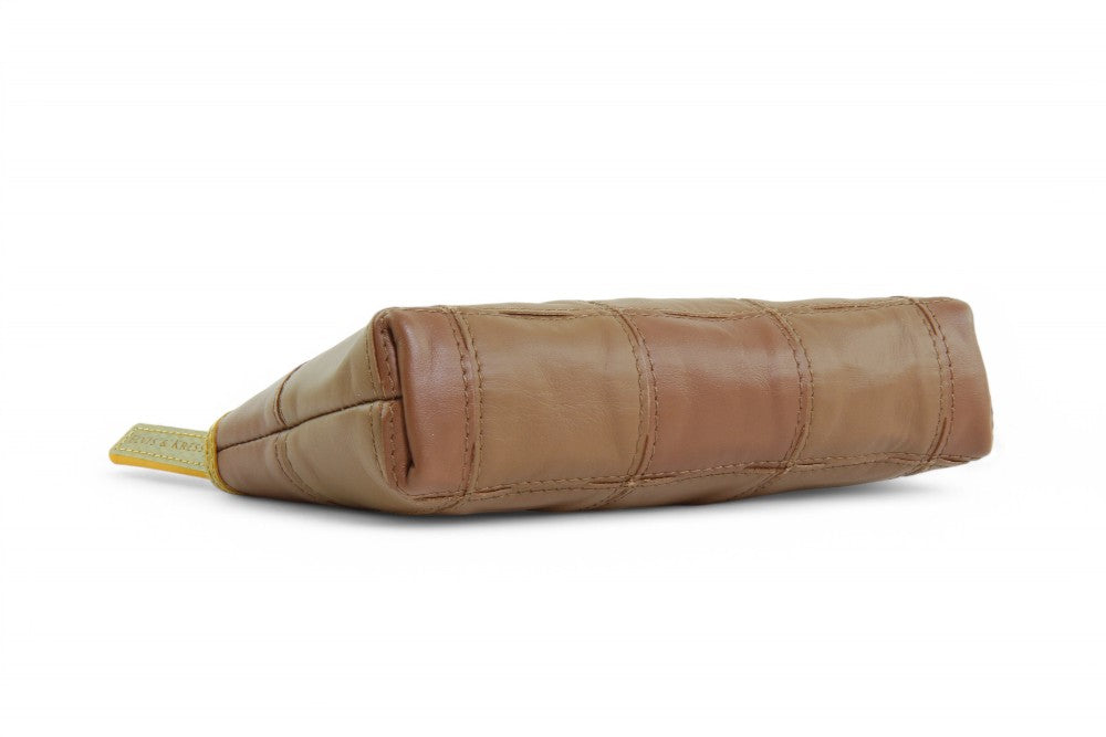 upcycled leather toiletry pouch