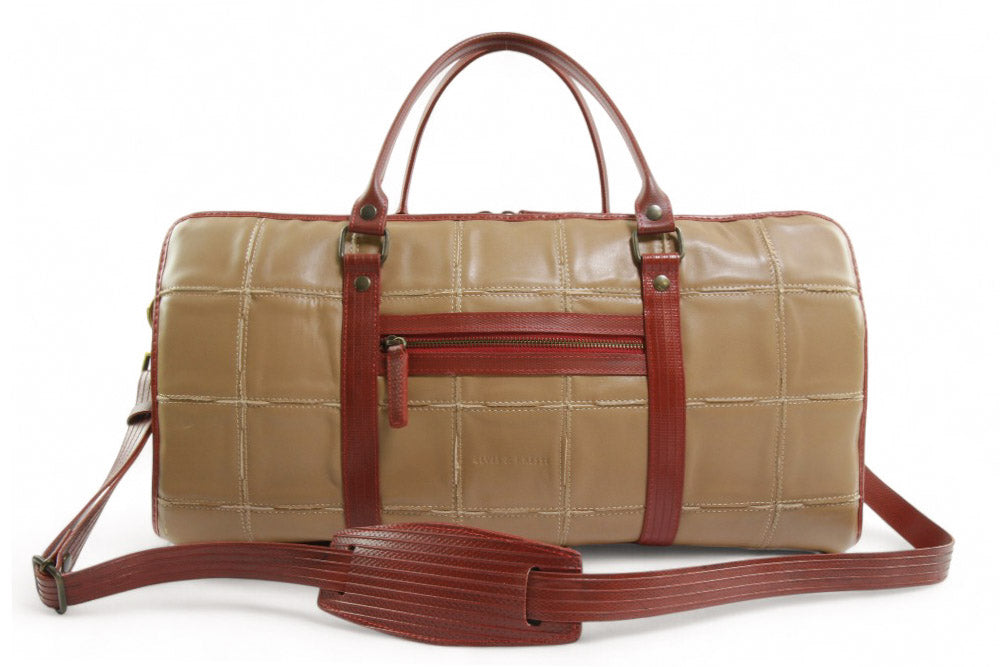 sustainable leather travel bag