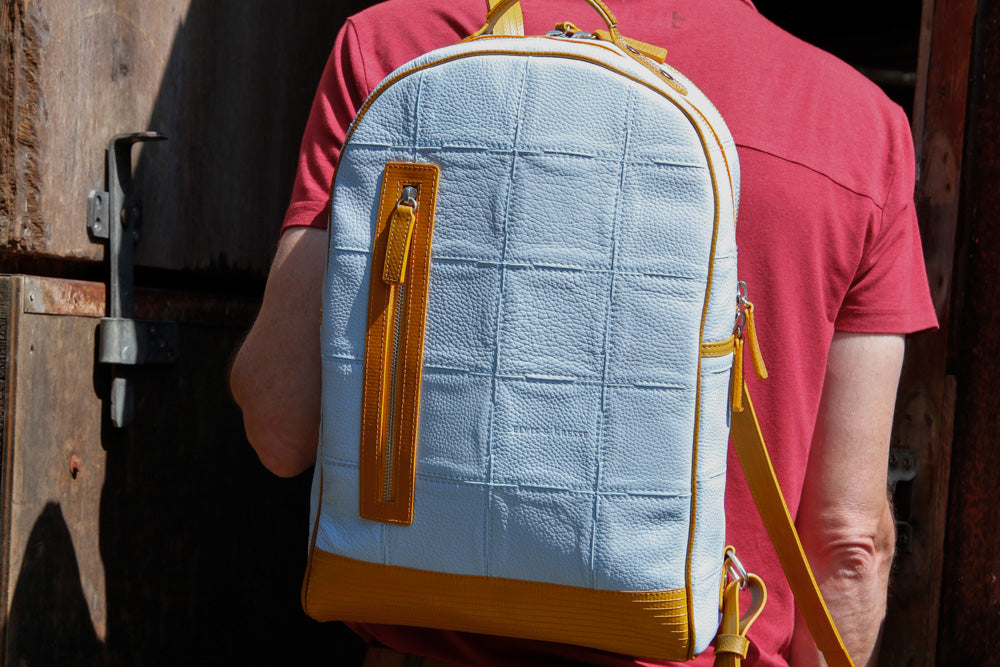 Upcycled leather backpack