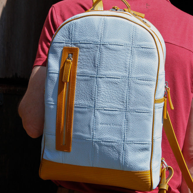 Upcycled leather backpack