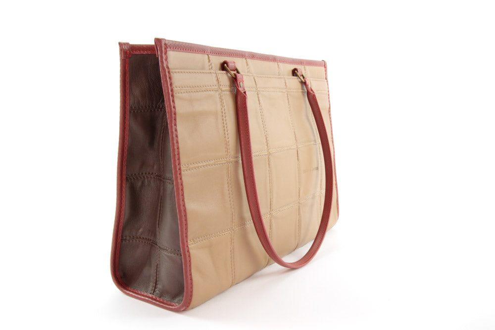 upcycled leather tote bag