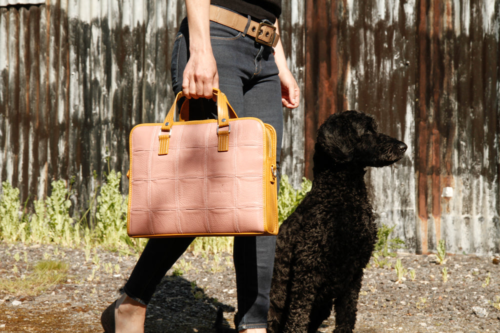 Recycled leather briefcase by Elvis & Kresse