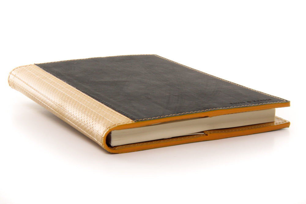 Elvis & Kresse Notebook made from reclaimed printing blanket and fire-hose