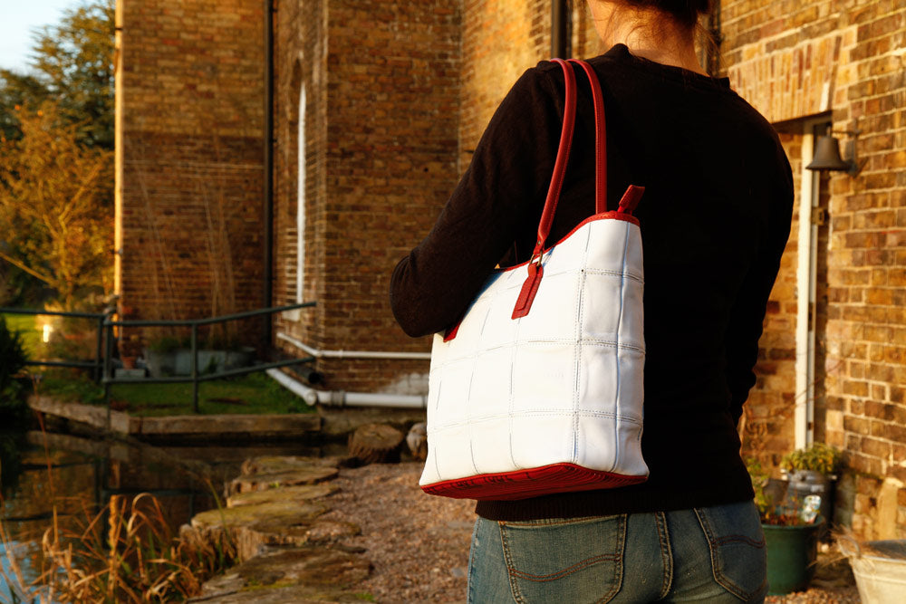 small leather tote bag