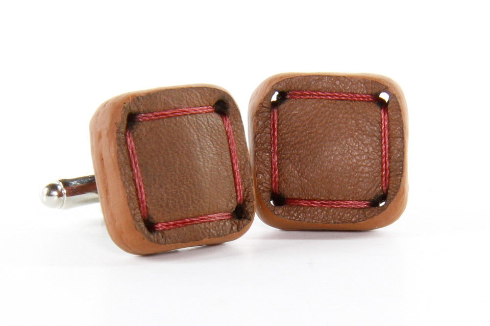 Elvis & Kresse Torpedo Cufflinks - Tan and Red