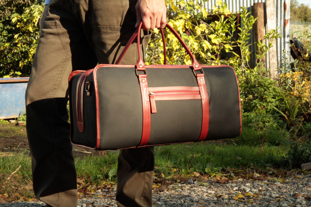 vegan leather duffle bag